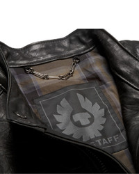 Blouson aviateur en cuir noir Belstaff