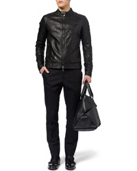 Blouson aviateur en cuir noir Belstaff