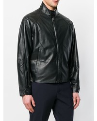 Blouson aviateur en cuir noir Prada