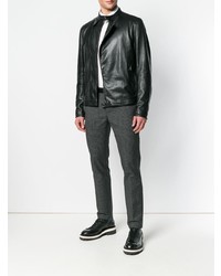 Blouson aviateur en cuir noir Dolce & Gabbana