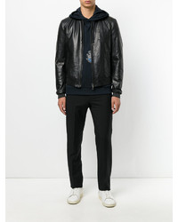 Blouson aviateur en cuir noir Dolce & Gabbana