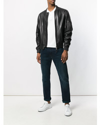 Blouson aviateur en cuir noir Ermanno Scervino