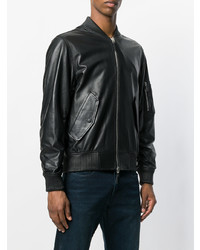 Blouson aviateur en cuir noir Ermanno Scervino