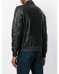 Blouson aviateur en cuir noir Ermanno Scervino