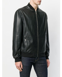 Blouson aviateur en cuir noir Versace Jeans