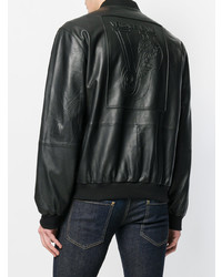 Blouson aviateur en cuir noir Versace Jeans