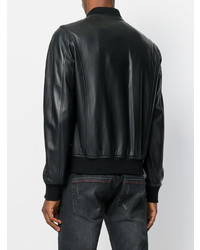 Blouson aviateur en cuir noir Philipp Plein