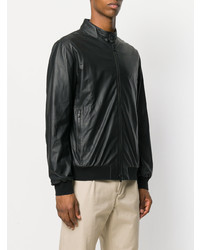 Blouson aviateur en cuir noir Z Zegna