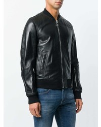 Blouson aviateur en cuir noir Dolce & Gabbana