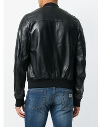 Blouson aviateur en cuir noir Dolce & Gabbana