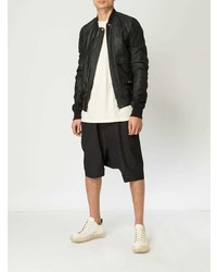 Blouson aviateur en cuir noir Rick Owens