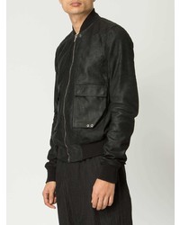 Blouson aviateur en cuir noir Rick Owens