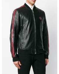 Blouson aviateur en cuir noir Philipp Plein