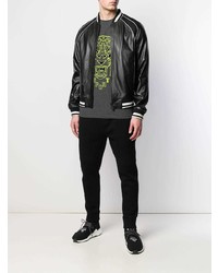 Blouson aviateur en cuir noir Plein Sport