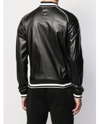 Blouson aviateur en cuir noir Plein Sport