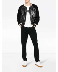 Blouson aviateur en cuir noir Dolce & Gabbana