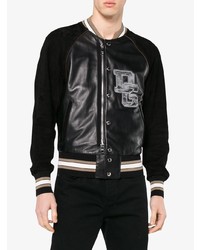 Blouson aviateur en cuir noir Dolce & Gabbana