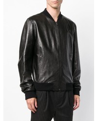 Blouson aviateur en cuir noir Dolce & Gabbana