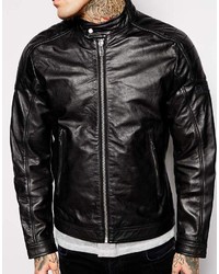 Blouson aviateur en cuir noir Diesel