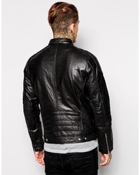 Blouson aviateur en cuir noir Diesel