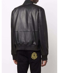 Blouson aviateur en cuir noir VERSACE JEANS COUTURE