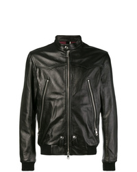 Blouson aviateur en cuir noir Low Brand