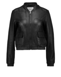 Blouson aviateur en cuir noir Max Mara