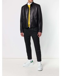 Blouson aviateur en cuir noir Bally