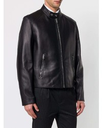 Blouson aviateur en cuir noir Bally