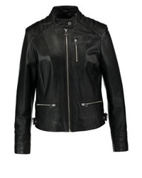 Blouson aviateur en cuir noir Oakwood