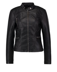 Blouson aviateur en cuir noir Only