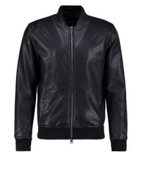Blouson aviateur en cuir noir ONLY & SONS