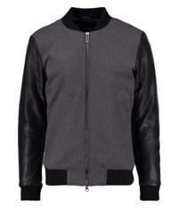 Blouson aviateur en cuir noir ONLY & SONS