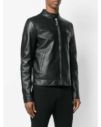 Blouson aviateur en cuir noir Philipp Plein