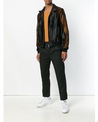 Blouson aviateur en cuir noir Golden Goose Deluxe Brand