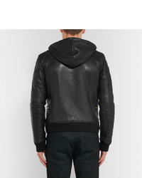 Blouson aviateur en cuir noir Balmain