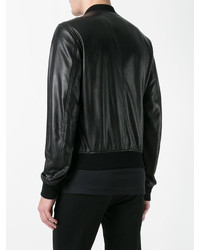 Blouson aviateur en cuir noir Dolce & Gabbana