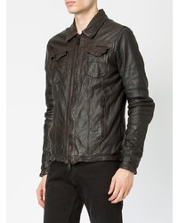 Blouson aviateur en cuir noir Giorgio Brato