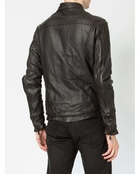 Blouson aviateur en cuir noir Giorgio Brato