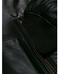 Blouson aviateur en cuir noir Versace Jeans