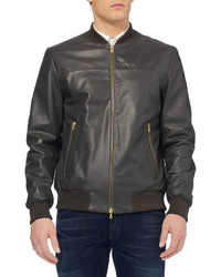 Blouson aviateur en cuir noir Paul Smith