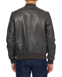 Blouson aviateur en cuir noir Paul Smith