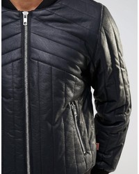 Blouson aviateur en cuir noir Bellfield