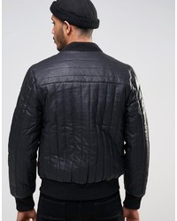 Blouson aviateur en cuir noir Bellfield