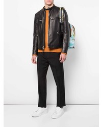 Blouson aviateur en cuir noir Coach