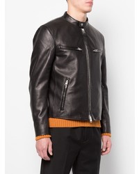 Blouson aviateur en cuir noir Coach