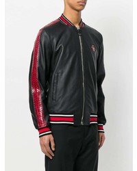 Blouson aviateur en cuir noir Philipp Plein