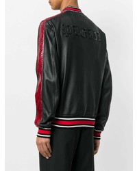 Blouson aviateur en cuir noir Philipp Plein