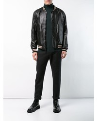 Blouson aviateur en cuir noir Coach