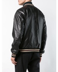 Blouson aviateur en cuir noir Coach